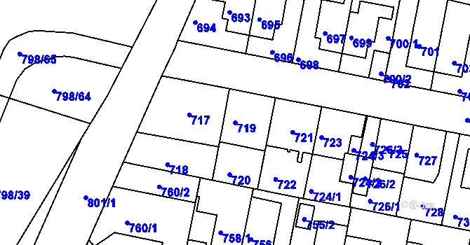 Parcela st. 719 v KÚ Slatina, Katastrální mapa