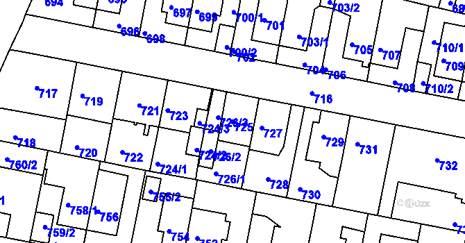 Parcela st. 725 v KÚ Slatina, Katastrální mapa