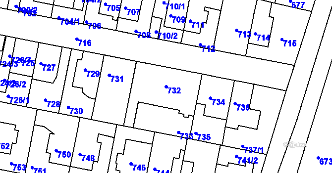 Parcela st. 732 v KÚ Slatina, Katastrální mapa