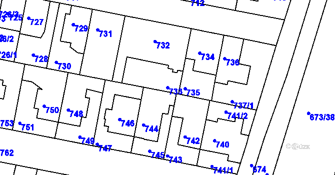 Parcela st. 733 v KÚ Slatina, Katastrální mapa