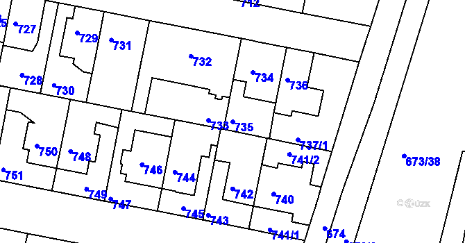 Parcela st. 735 v KÚ Slatina, Katastrální mapa