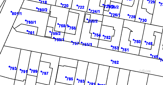 Parcela st. 755/1 v KÚ Slatina, Katastrální mapa