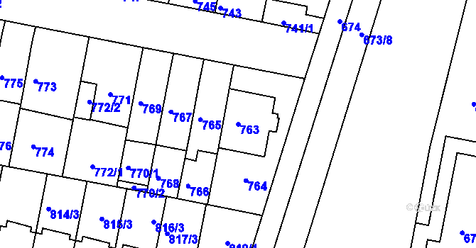 Parcela st. 763 v KÚ Slatina, Katastrální mapa