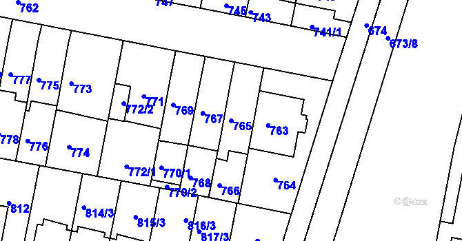 Parcela st. 765 v KÚ Slatina, Katastrální mapa