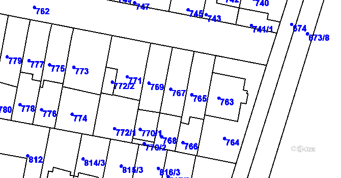 Parcela st. 767 v KÚ Slatina, Katastrální mapa