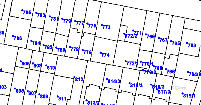 Parcela st. 774 v KÚ Slatina, Katastrální mapa