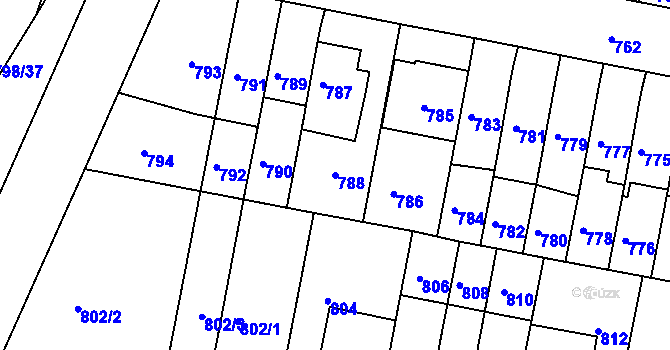 Parcela st. 788 v KÚ Slatina, Katastrální mapa