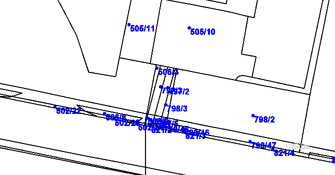 Parcela st. 797/2 v KÚ Slatina, Katastrální mapa