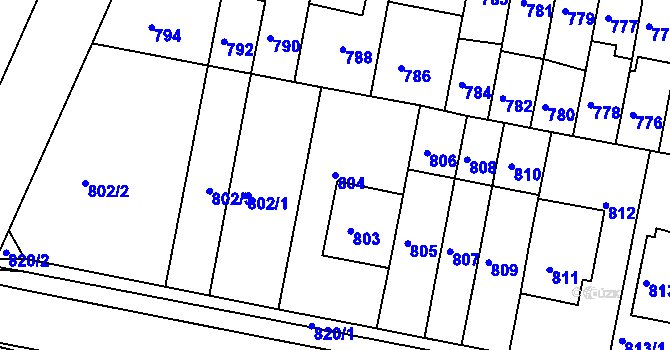Parcela st. 804 v KÚ Slatina, Katastrální mapa