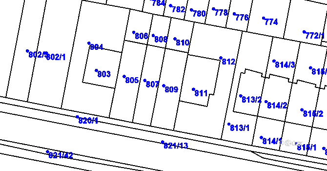 Parcela st. 809 v KÚ Slatina, Katastrální mapa