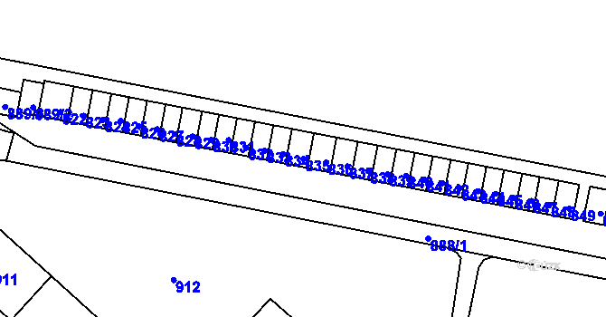 Parcela st. 835 v KÚ Slatina, Katastrální mapa