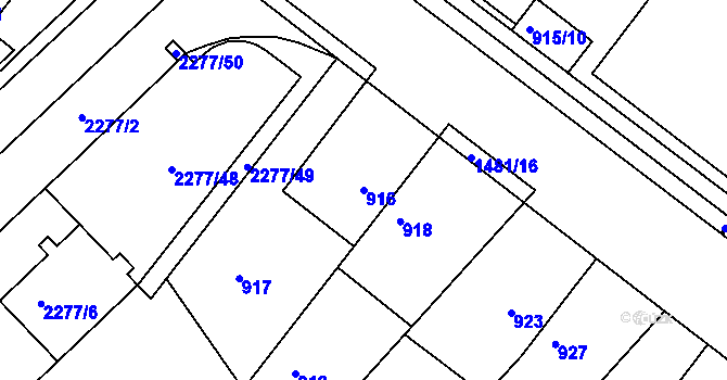 Parcela st. 916 v KÚ Slatina, Katastrální mapa