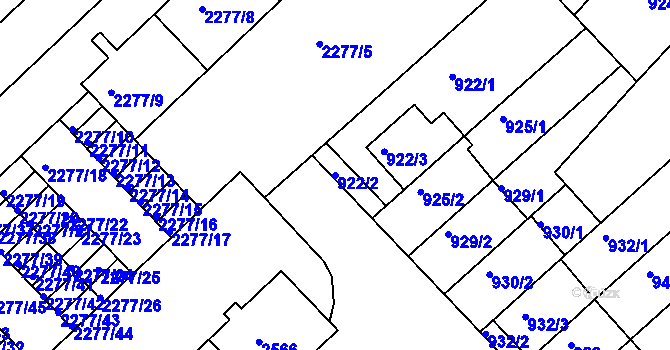Parcela st. 922/2 v KÚ Slatina, Katastrální mapa