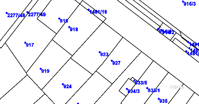 Parcela st. 923 v KÚ Slatina, Katastrální mapa