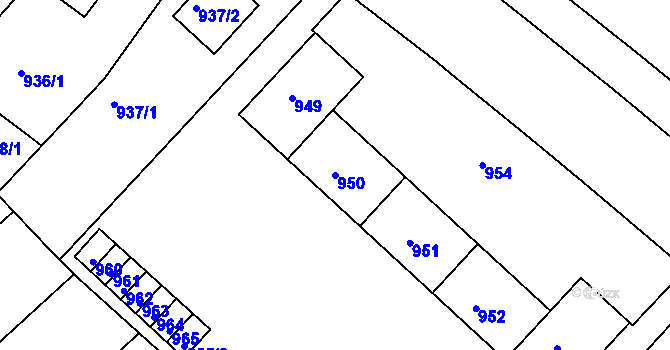 Parcela st. 950 v KÚ Slatina, Katastrální mapa