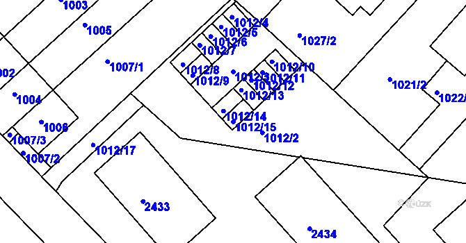 Parcela st. 1012/15 v KÚ Slatina, Katastrální mapa