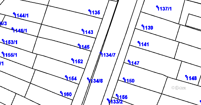 Parcela st. 1134/7 v KÚ Slatina, Katastrální mapa