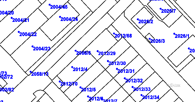 Parcela st. 2012/29 v KÚ Slatina, Katastrální mapa