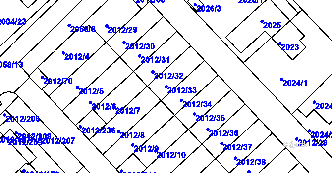Parcela st. 2012/33 v KÚ Slatina, Katastrální mapa