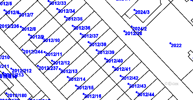 Parcela st. 2012/39 v KÚ Slatina, Katastrální mapa