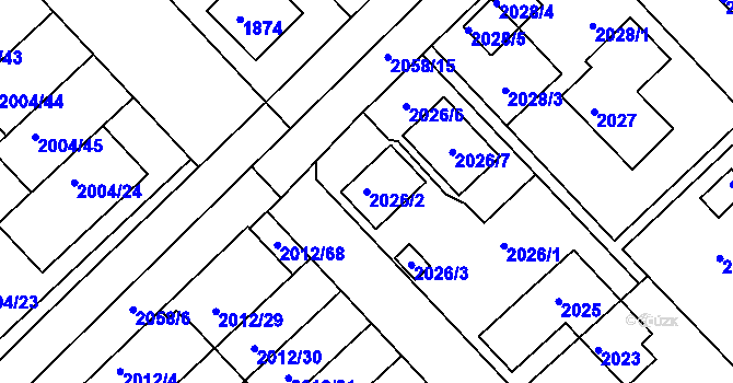 Parcela st. 2026/2 v KÚ Slatina, Katastrální mapa