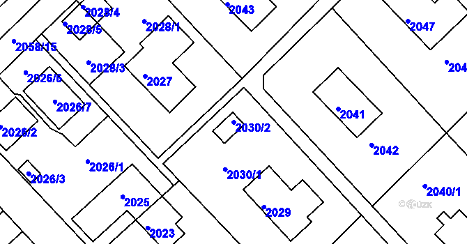 Parcela st. 2030/2 v KÚ Slatina, Katastrální mapa