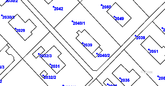 Parcela st. 2039 v KÚ Slatina, Katastrální mapa