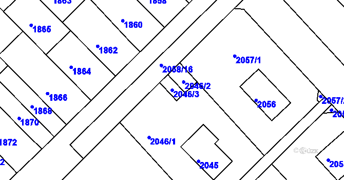 Parcela st. 2046/3 v KÚ Slatina, Katastrální mapa