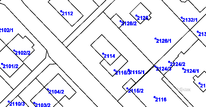 Parcela st. 2114 v KÚ Slatina, Katastrální mapa