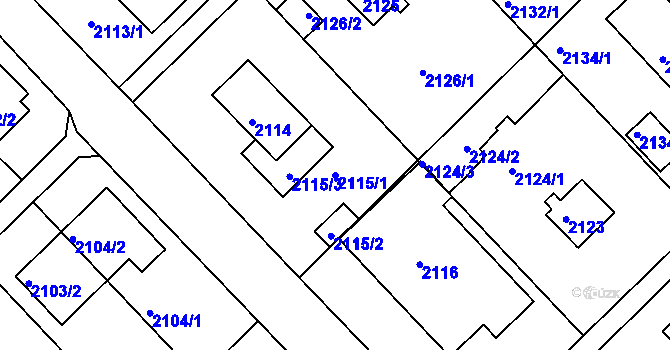 Parcela st. 2115/1 v KÚ Slatina, Katastrální mapa