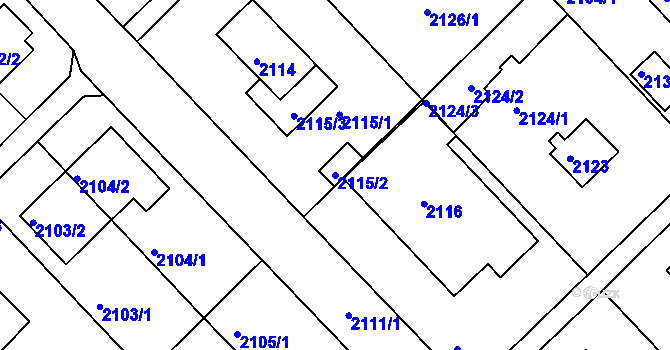 Parcela st. 2115/2 v KÚ Slatina, Katastrální mapa