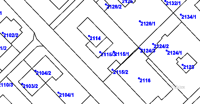 Parcela st. 2115/3 v KÚ Slatina, Katastrální mapa