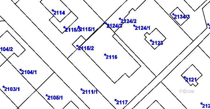 Parcela st. 2116 v KÚ Slatina, Katastrální mapa