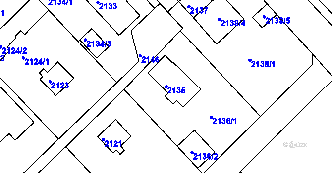 Parcela st. 2135 v KÚ Slatina, Katastrální mapa