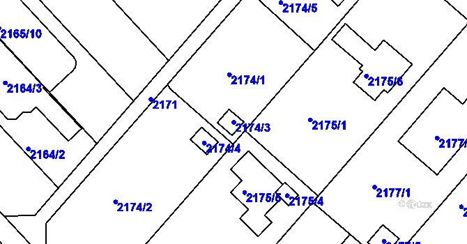 Parcela st. 2174/3 v KÚ Slatina, Katastrální mapa