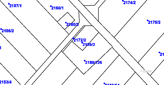Parcela st. 2186/2 v KÚ Slatina, Katastrální mapa