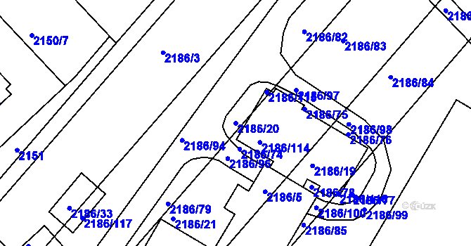 Parcela st. 2186/20 v KÚ Slatina, Katastrální mapa