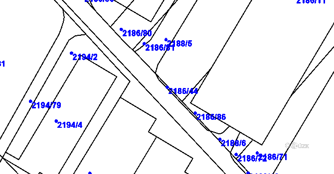 Parcela st. 2186/44 v KÚ Slatina, Katastrální mapa