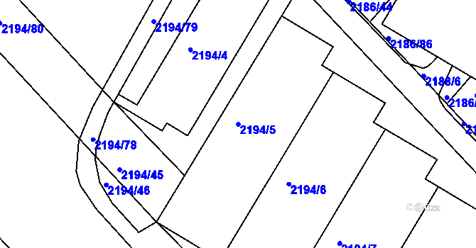 Parcela st. 2194/5 v KÚ Slatina, Katastrální mapa