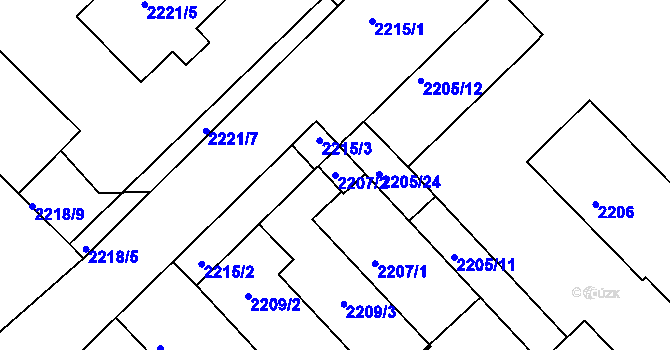 Parcela st. 2207/2 v KÚ Slatina, Katastrální mapa