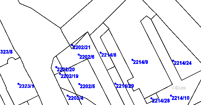 Parcela st. 2214/8 v KÚ Slatina, Katastrální mapa