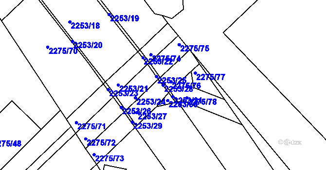 Parcela st. 2253/28 v KÚ Slatina, Katastrální mapa