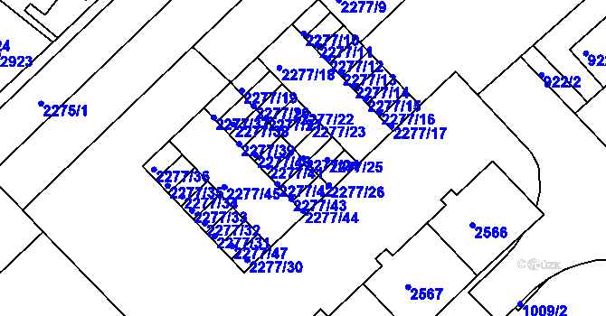 Parcela st. 2277/24 v KÚ Slatina, Katastrální mapa