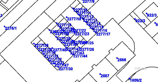 Parcela st. 2277/25 v KÚ Slatina, Katastrální mapa