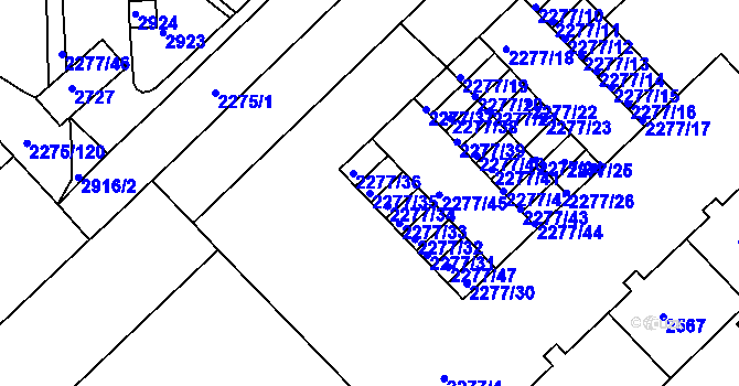 Parcela st. 2277/35 v KÚ Slatina, Katastrální mapa