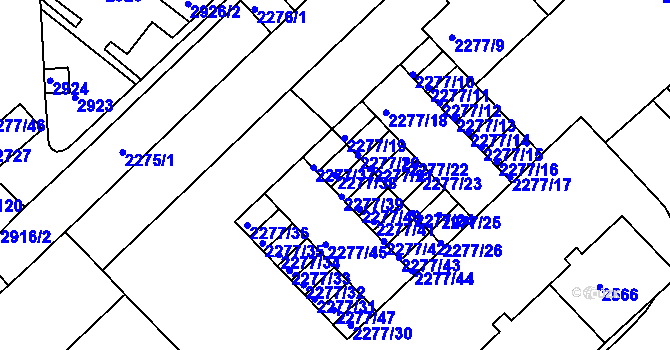 Parcela st. 2277/38 v KÚ Slatina, Katastrální mapa