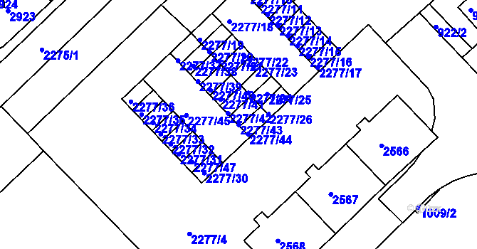 Parcela st. 2277/43 v KÚ Slatina, Katastrální mapa