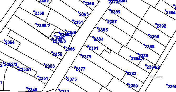 Parcela st. 2381 v KÚ Slatina, Katastrální mapa