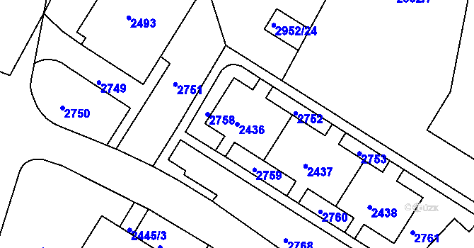 Parcela st. 2436 v KÚ Slatina, Katastrální mapa
