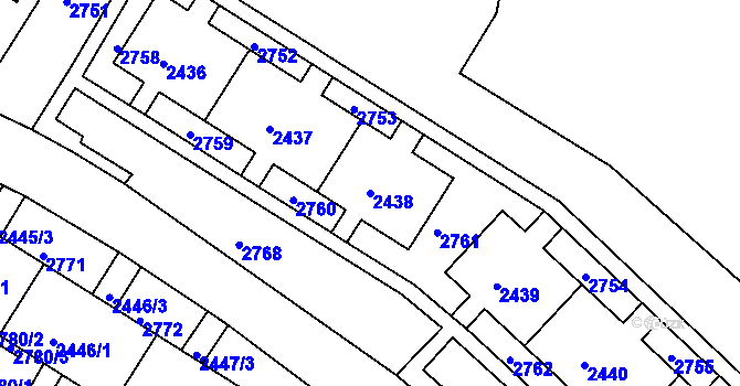 Parcela st. 2438 v KÚ Slatina, Katastrální mapa
